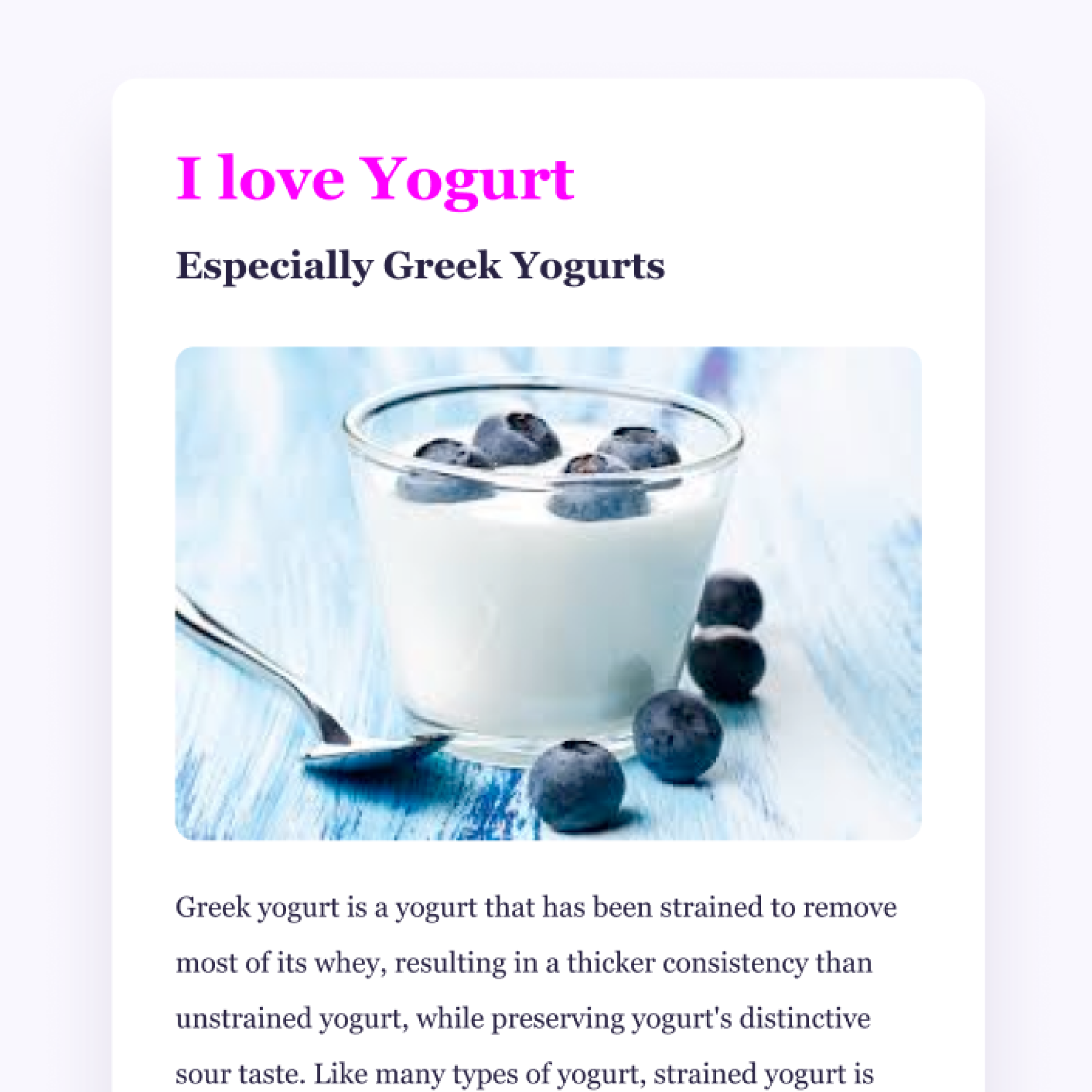 Yogurt my favorite snack
